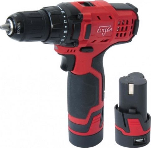 Аккумуляторная дрель-шуруповерт ELITECH ДА 10.8 ЛК2 (1,5Ач USB, фонарь) [180548]