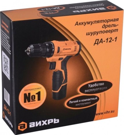 Аккумуляторная дрель-шуруповерт ВИХРЬ ДА-12-1 [72/14/11]