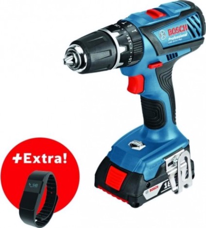 Аккумуляторный шуруповерт BOSCH GSB 18 -2 LI plus ударная [0615990K2S] 2х2,0Ач, фитнес- браслет