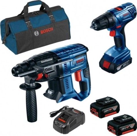 Аккумуляторный шуруповерт BOSCH GSR 180-LI [06019F8102] 2х4,0 Ач, перфоратор, сумка