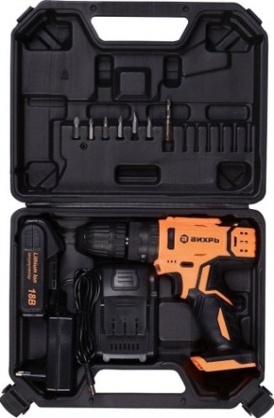 Аккумуляторный шуруповерт ВИХРЬ ДА-18Л-2КУ ударная [72/14/17]