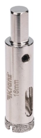 Алмазная коронка для мокрого сверления Kranz KR-92-0005 16мм по керамограниту с центров. сверлом