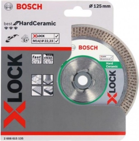 Алмазный диск для резки гранита BOSCH 125x22,23x1,8x10 мм X-LOCK Best for Hard Ceramic [2608615135]