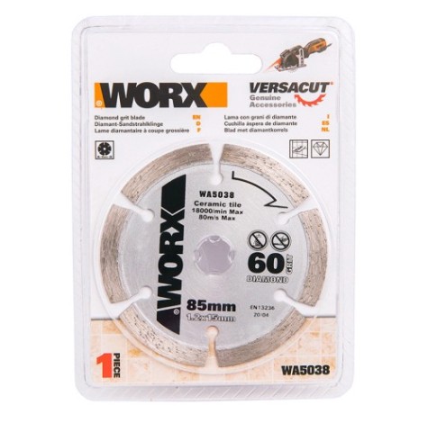 Алмазный диск для резки кафеля Worx WA5038 85х1,2х15 мм Алмазный диск для резки кафеля Worx WA5038 85х1,2х15 мм