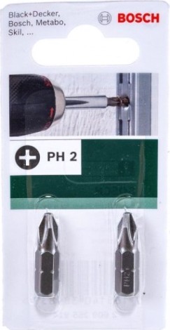 Бита для заворачивания BOSCH 25 ММ PH2 Extra Hard 2шт xh [2609255914]