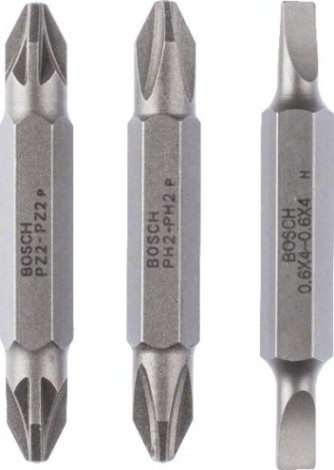 Бита для заворачивания BOSCH Extra Hard двусторонняя 45 мм PH2PZ2/S0.6x4.0 3шт [2607001744]