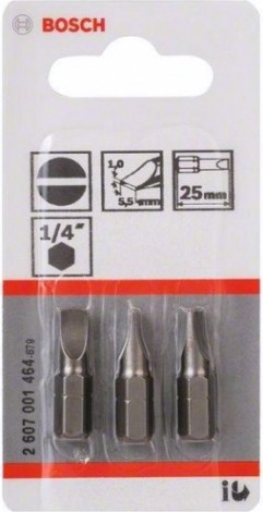 Бита для заворачивания BOSCH S0.5х3.0х49 мм XH PRO (3шт.) [2607001464]