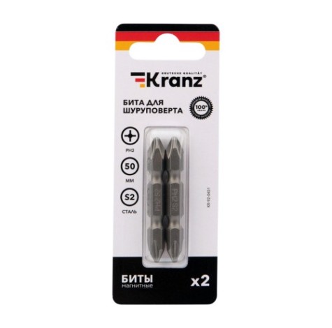 Бита для заворачивания Kranz KR-92-0451 PH2-PH2х50 мм, 2 шт. Бита для заворачивания Kranz KR-92-0451 PH2-PH2х50 мм, 2 шт.