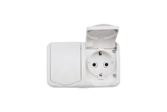 Блок розеток Kranz KR-78-0606 горизонтальный 2 Mini OG IP54 с зазем.,