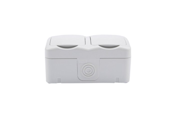 Блок розеток Kranz KR-78-0607 горизонтальный 2 (керамика) Mini OG IP54 с зазем.