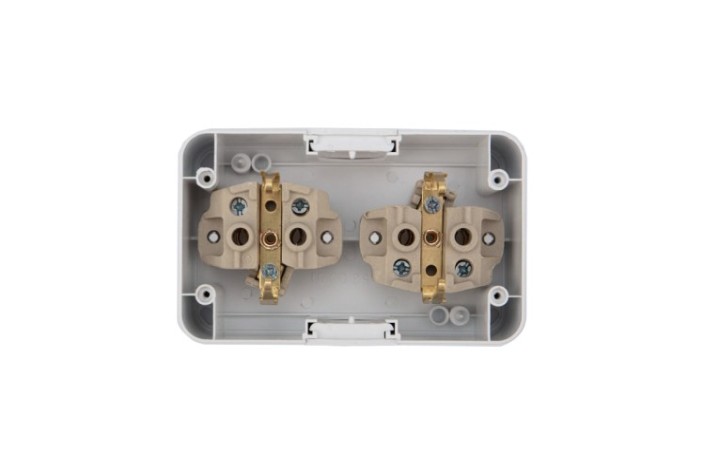 Блок розеток Kranz KR-78-0607 горизонтальный 2 (керамика) Mini OG IP54 с зазем.