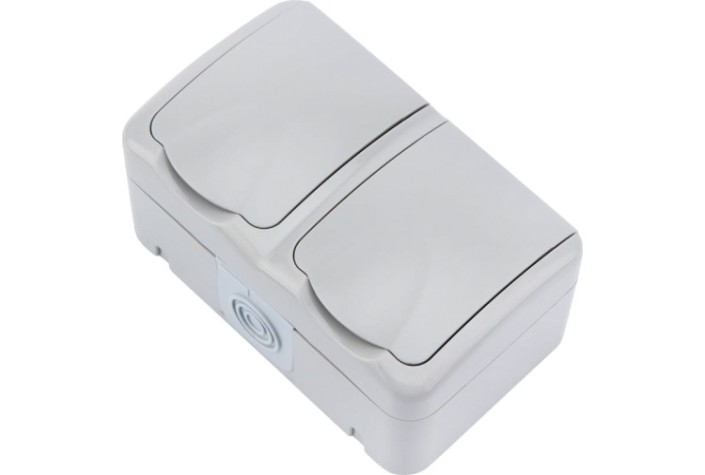 Блок розеток Kranz KR-78-0804 горизонтальный 2 (керамика) Mini OG IP54