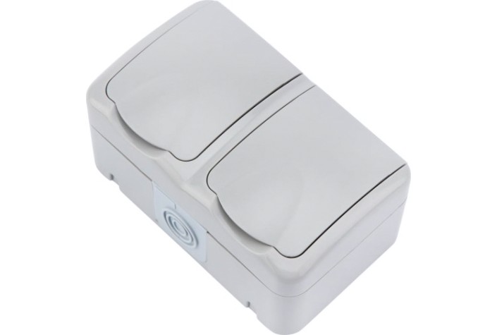 Блок розеток Kranz KR-78-0806 горизонтальный 2 Mini OG IP54 с зазем., о/у