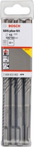 Бур SDS-plus 5-X BOSCH 10х 100/160 мм (уп10шт.) [2608833902]
