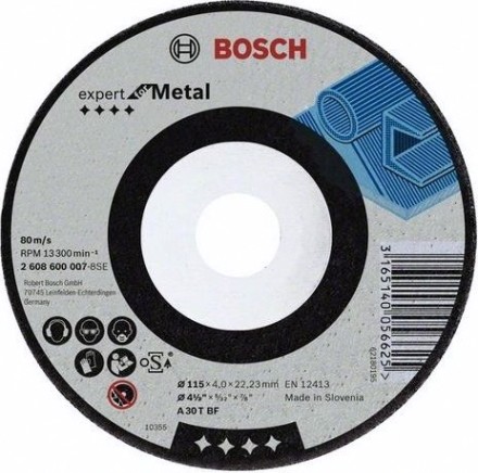 Диск шлифовальный по металлу BOSCH 150х6х22.2 мм A30T-BF Expert for Metal [2608600389]