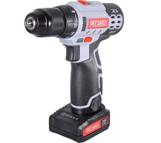 Дрель-шуруповерт аккумуляторная Ресанта ДА-24-2ЛК [75/14/7]