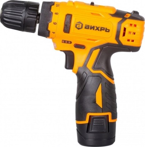 Дрель-шуруповерт аккумуляторная ВИХРЬ ДА-12Л-2КН с набором инструментов [72/14/35]
