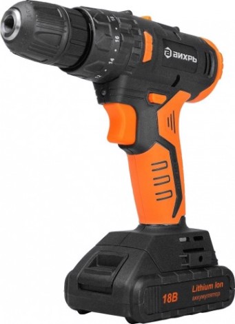 Дрель-шуруповерт аккумуляторная ВИХРЬ ДА-18Л-2КУ/Б (бесщеточный двигатель) [72/14/23]