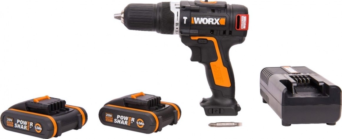 Дрель-шуруповерт аккумуляторная Worx WX367.3 ударная, бесщеточная