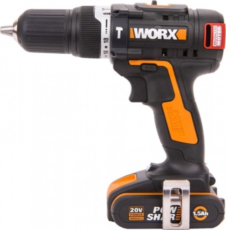 Дрель-шуруповерт аккумуляторная Worx WX367.3 ударная, бесщеточная