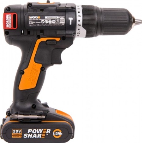 Дрель-шуруповерт аккумуляторная Worx WX367 ударная, бесщеточная