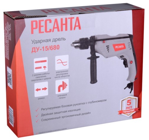Дрель ударная сетевая Ресанта ДУ-15/680 [75/8/2]