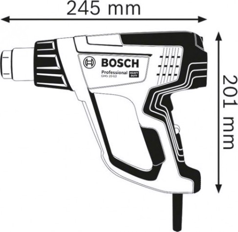Фен строительный сетевой BOSCH GHG 20-63 [06012A6201] Кейс