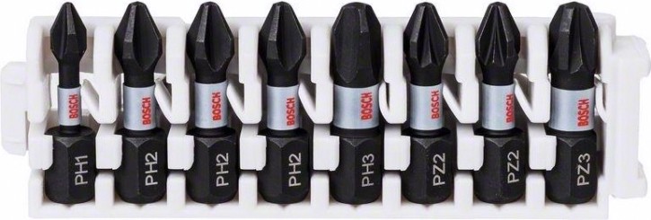 Касета бит BOSCH Pick and Click IMPACT 25 мм 8 предметов PH1,PH2,PH3,PZ2,PZ3 [2608522323]