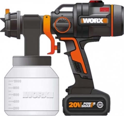 Краскопульт аккумуляторный Worx WX020.9 без АКБ и ЗУ бесщеточный [WX020.9]