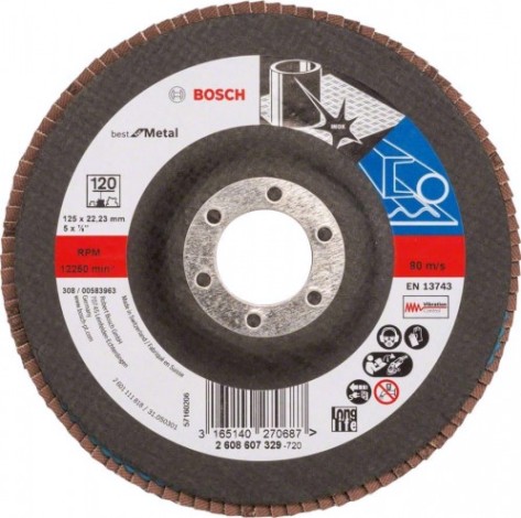 Круг лепестковый торцевой BOSCH 125 мм Р120 Best for Metal [2608607329]