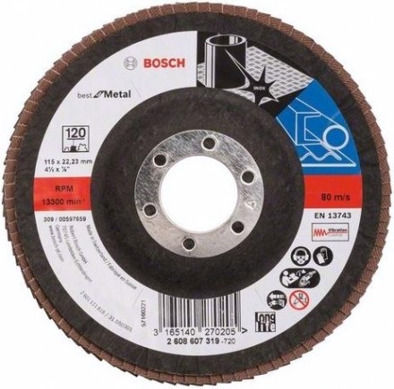 Круг лепестковый торцевой BOSCH 125 мм Р80 Best for Metal [2608606924]