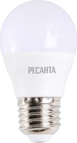 Лампа светодиодная Ресанта LL-R-G45-7W-230-4K-E27 (шар, 7вт, нейтр., е27) [76/1/73]