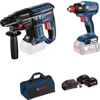 Набор аккумуляторного инструмента BOSCH GDX 180-LI + GBH 180-LI + сумка [06019G5221] 2х4,0Ач