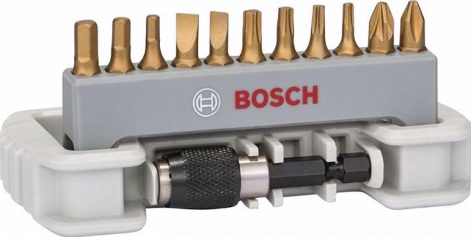 Набор бит BOSCH 12 предметов Max Grip с быстросменным универсальным держателем [2608522128]