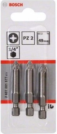 Набор бит BOSCH из 3 шт. PZ 2х49 мм Extra Hard [2607001577]