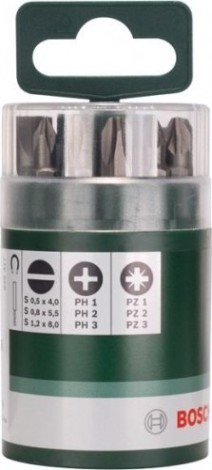 Набор бит BOSCH S/PH/PZ 25 ММ 9 бита + держатель тубус [2609255975]