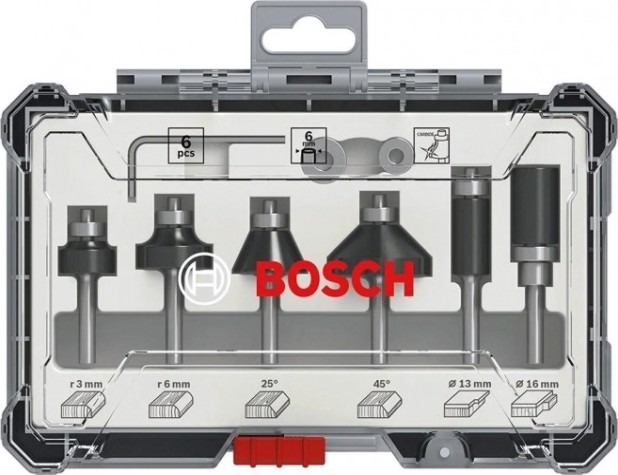 Набор фрез по дереву BOSCH 6 НМ-ФРЕЗ SET 6 мм-ХВ [2607017468]