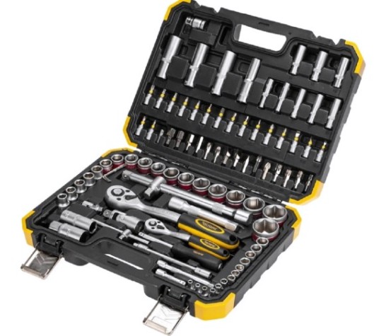 Набор инструментов Kranz 1/2, 1/4, CrV 94 предмета, кейс [KR-66-6694]