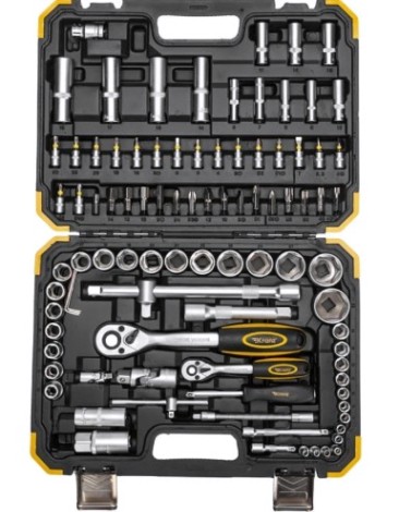 Набор инструментов Kranz 1/2, 1/4, CrV 94 предмета, кейс [KR-66-6694]