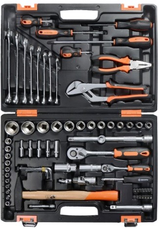 Набор инструментов ВИХРЬ 1/2", 1/4", CrV, 76 пластиковый кейс 76 предм [73/6/7/4]