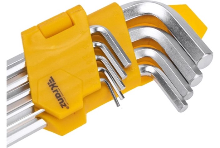 Набор ключей шестигранных Kranz KR-12-5211 HEX 1,5-10 мм, CrV, 9 шт., удлиненные, с шаром Набор ключей шестигранных Kranz KR-12-5211 HEX 1,5-10 мм, CrV, 9 шт., удлиненные, с шаром