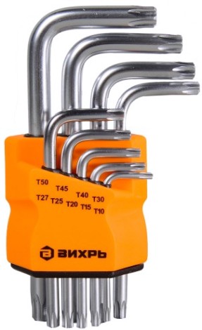 Набор ключей TORX ВИХРЬ 9 шт, T10-T50 [73/6/5/12]