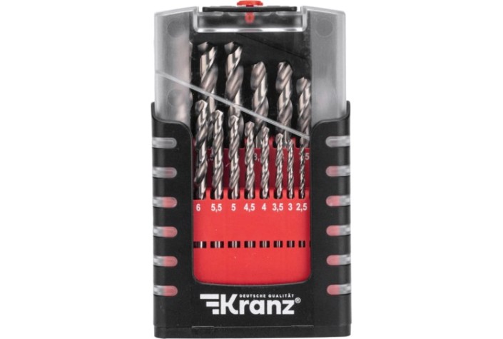 Набор сверл по металлу Kranz KR-91-0635 1-10мм, 19 шт.
