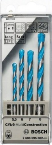 Набор универсальных сверл BOSCH CYL-9 Multi Construction [2608595362]