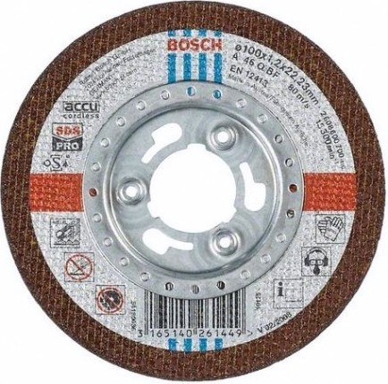 Отрезной круг по нержавеющей стали BOSCH 100х1,2х22 мм A46Q-BF SDS-PRO [2608600700]