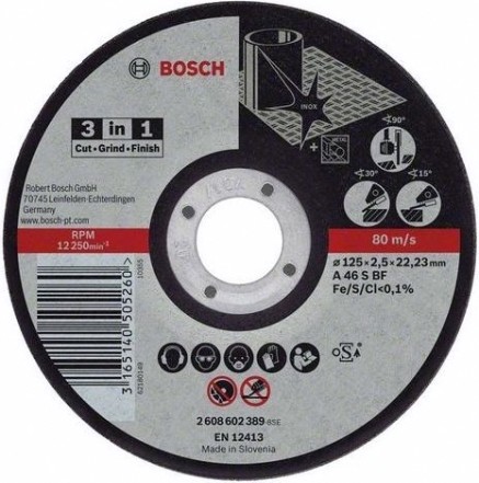Отрезной круг по нержавеющей стали BOSCH 125х2,5х22 мм AS46TINOX-BF Expert for Inox [2608602389]