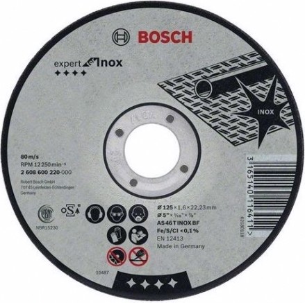 Отрезной круг по нержавеющей стали BOSCH 180х2,0х22 мм AS46TINOX-BF Expert for Inox [2608600095]