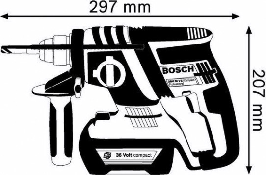 Перфоратор аккумуляторный BOSCH GBH 36 V-EC Compact бесщеточный [0611903R02] 2х1,3Ач, кейс