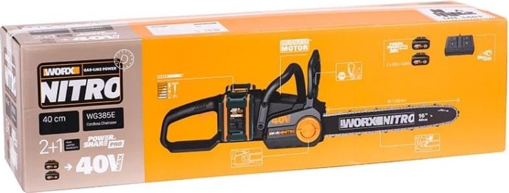 Пила цепная аккумуляторная Worx NITRO WG385E.9 без АКБ и ЗУ бесщеточная [WG385E.9]