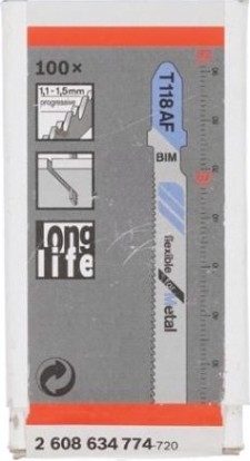 Пилки по металлу BOSCH T118АF HSS (100шт.) Flexible for Metal [2608634774]
